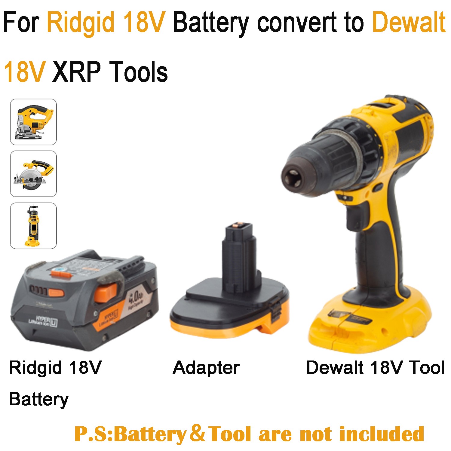 Adapter Convertor For Ridgid 18V Battery to for Dewalt 18V Ni-cd Power Tools New