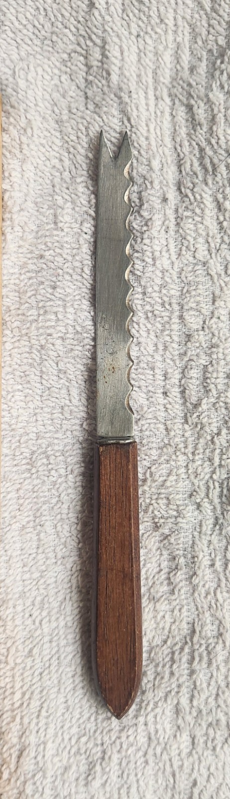 Vintage Slender Cheese Knife Fork End Wooden Handle Stainless Steel 3.5″ Blade