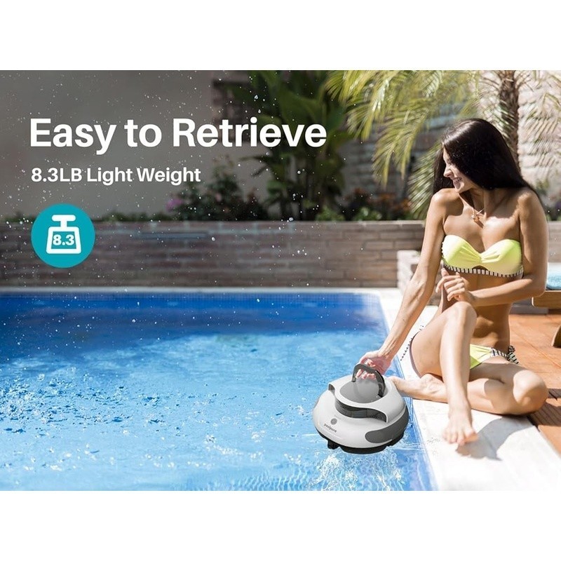 Cordless Robotic Pool Cleaner 5000mAh Battery 120min Runtime Automatic Vacuum US