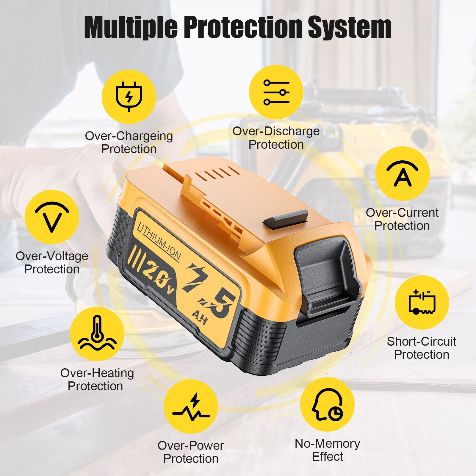 14X for DeWalt DCBP520 20V Max 7500mAh Li-ion Compact Battery/Charger DCBP520-2