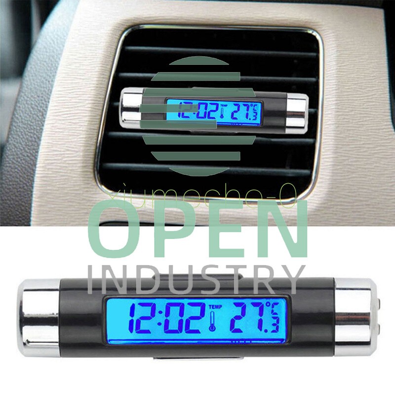 2in1 Digital LED Car Clock Thermometer Temperature LCD Backlight Without Battery