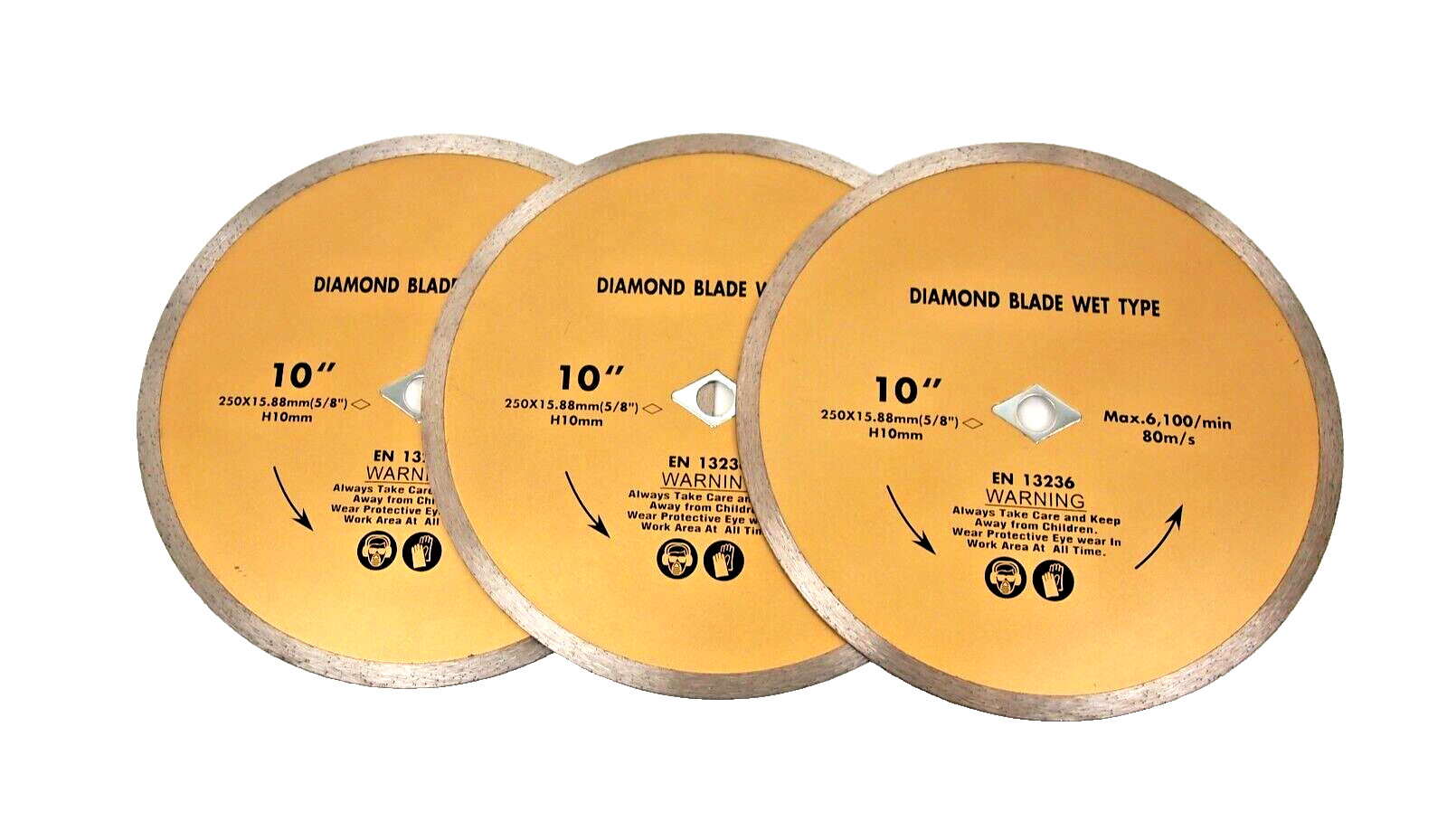 3PC 10″ Diamond Saw Blade Wet Continuous 5/8″ – 7/8″ Granite Tile Stone Concrete