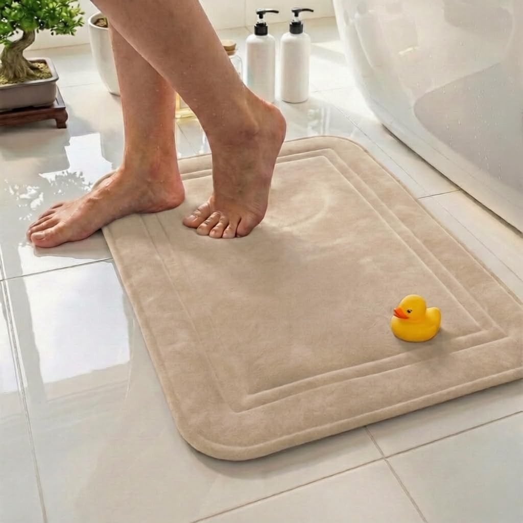 Memory Foam Bath Mat 59×23, Non Slip, Machine Washable, Quick Dry & Absorbent