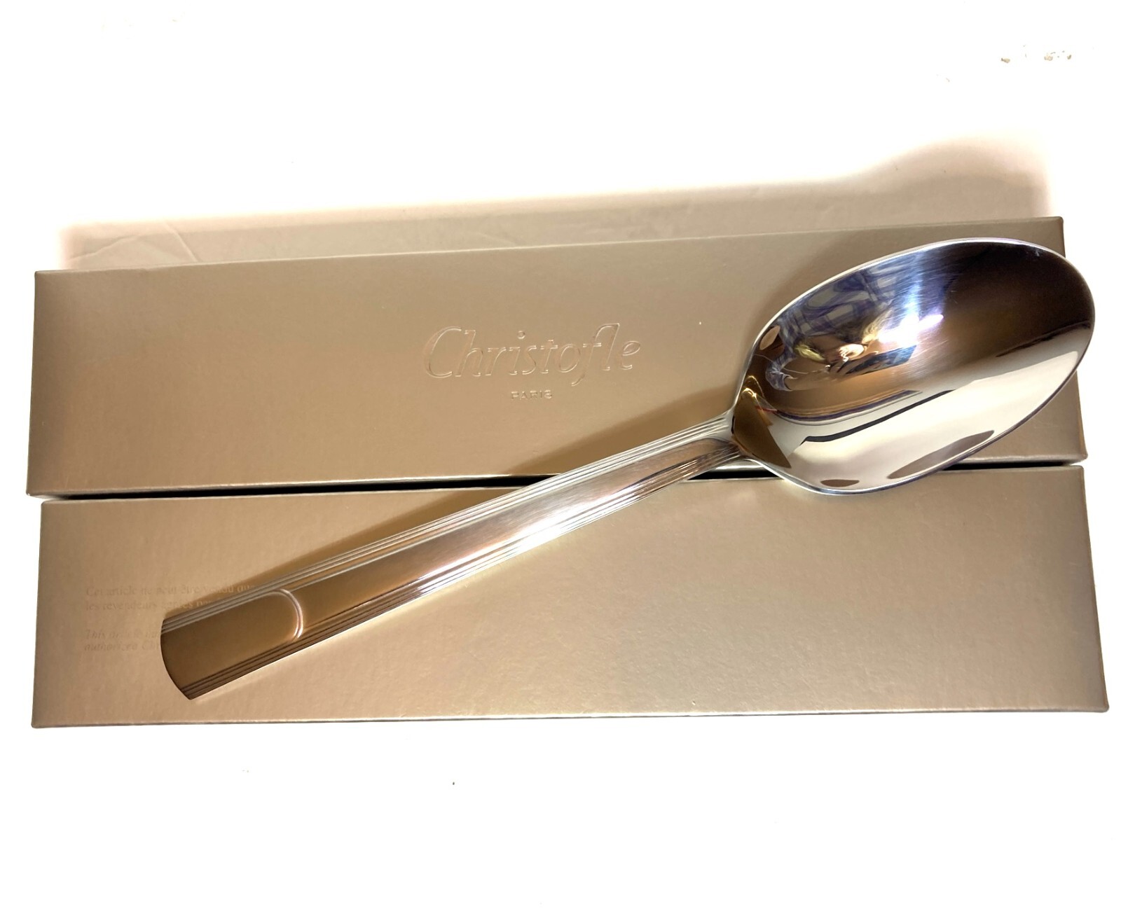 CHRISTOFLE HUDSON STAINLESS STEEL SERVING SPOON 2453006 9.8 IN FRANCE NEW SEALED