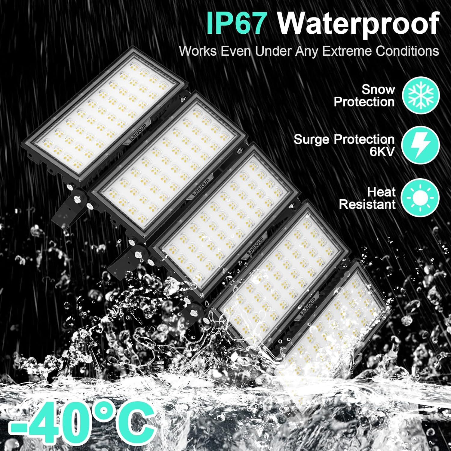 500W LED Stadium Flood Light, 65000LM, IP67 Waterproof, Adjustable Angle
