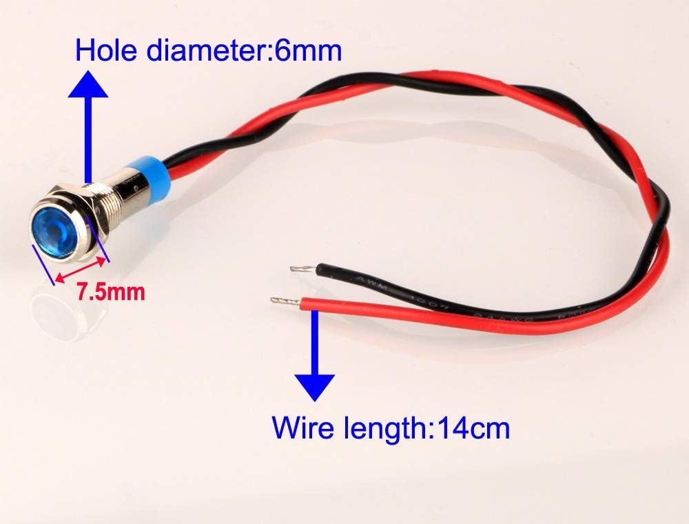 Led Metal Indicator Light 6MM Small 12V Waterproof Signal Lamp 24 Volt Dash Ligh