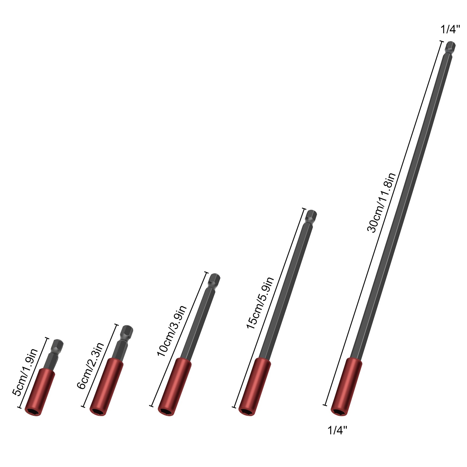 5PCS Magnetic Drill Bit Extension Holder Set 1/4″ Hex Shank for Impact Driver