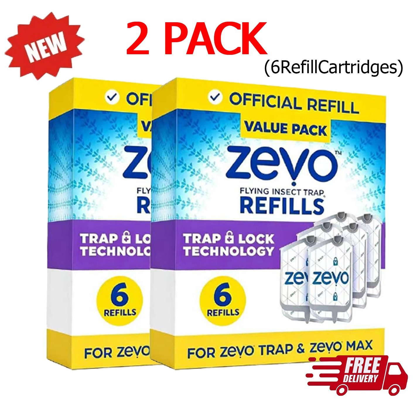 2 PCS-Zevo Flying Insect Trap RefillCartridges -Easyto Use