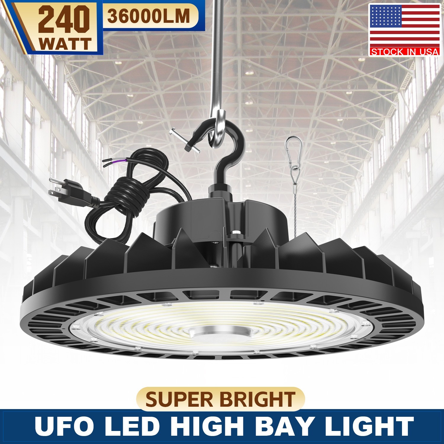 1-20 PACK 150W/200W/240W LED UFO High Bay Light Dimmable Warehouse Shop Fixtures