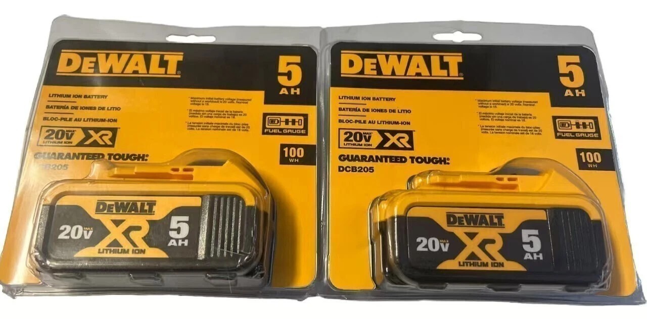 2 Packs New DEWALT DCB205 20V Max XR 5.0Ah Lithium-Ion Battery for Tools US