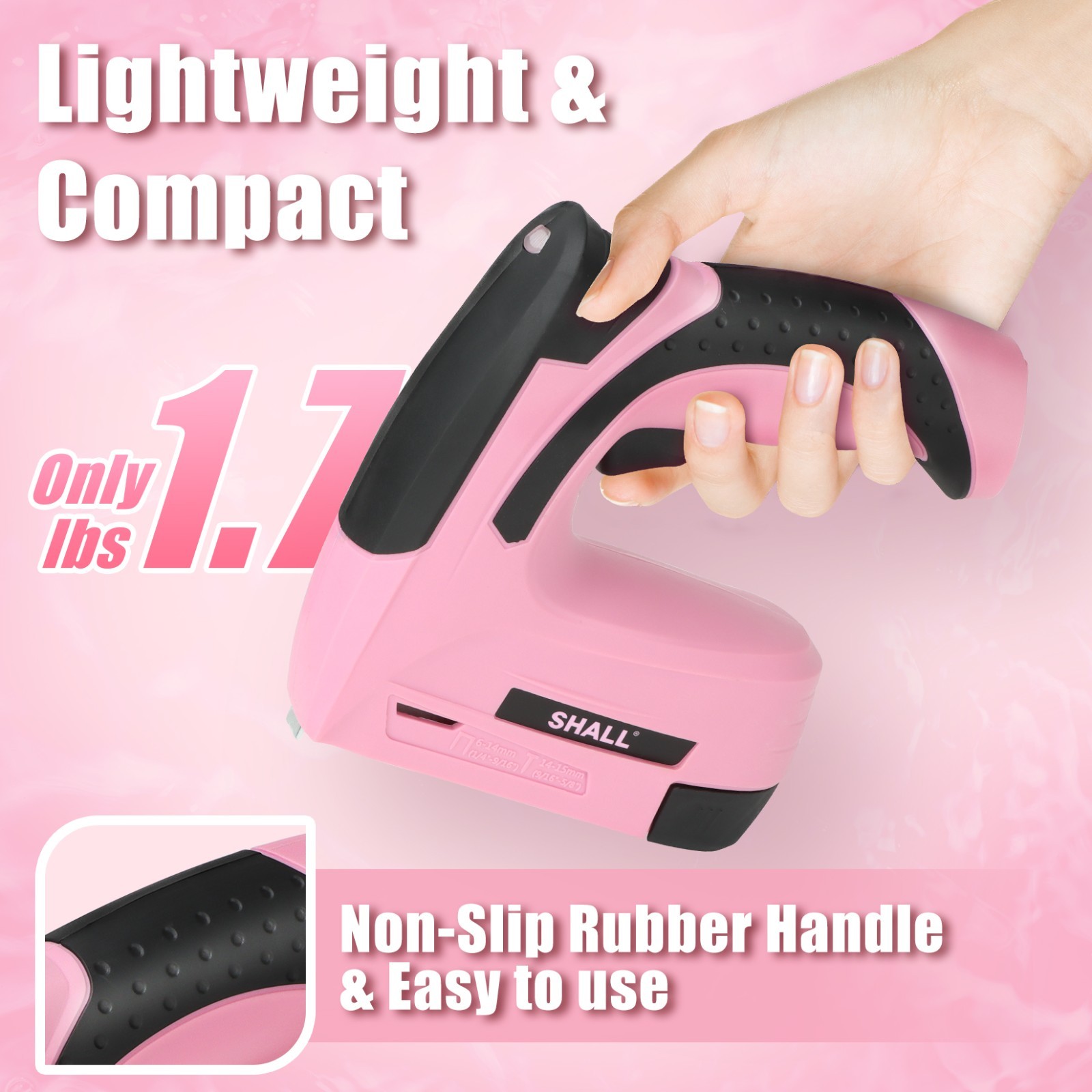 SHALL 4V Pink Electric Staple Gun, 2in1 Stapler Gun,w/ 2500 Staples Nails US