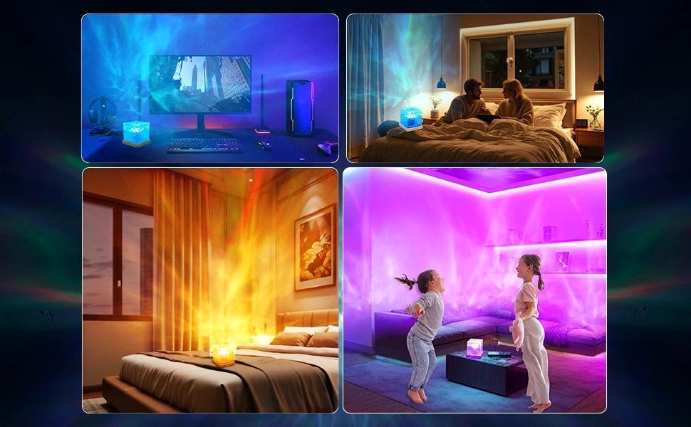 Northern Lights Projector Galaxy Lamp 16 Color LED Mood Light Remote Ocean Wave