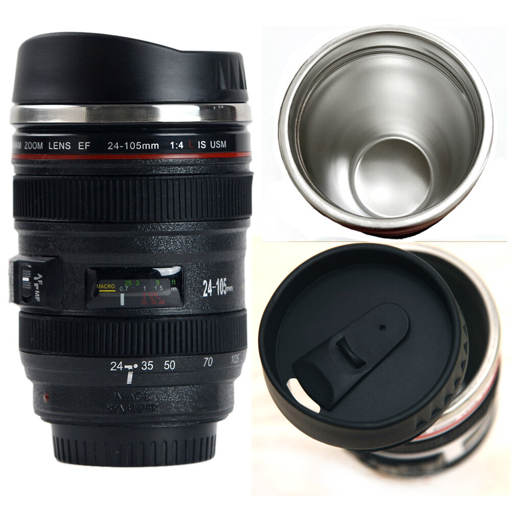 Camera Lens Coffee Mug Stainless Steel Thermos Cup Photographer Gifts Travel Mug