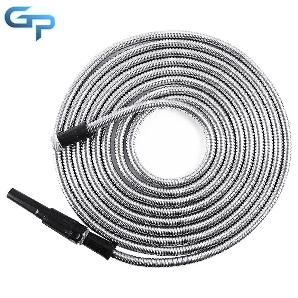 Stainless Steel Metal Garden Water Hose Pipe Flexible Lightweigh 100Ft Hose Pipe