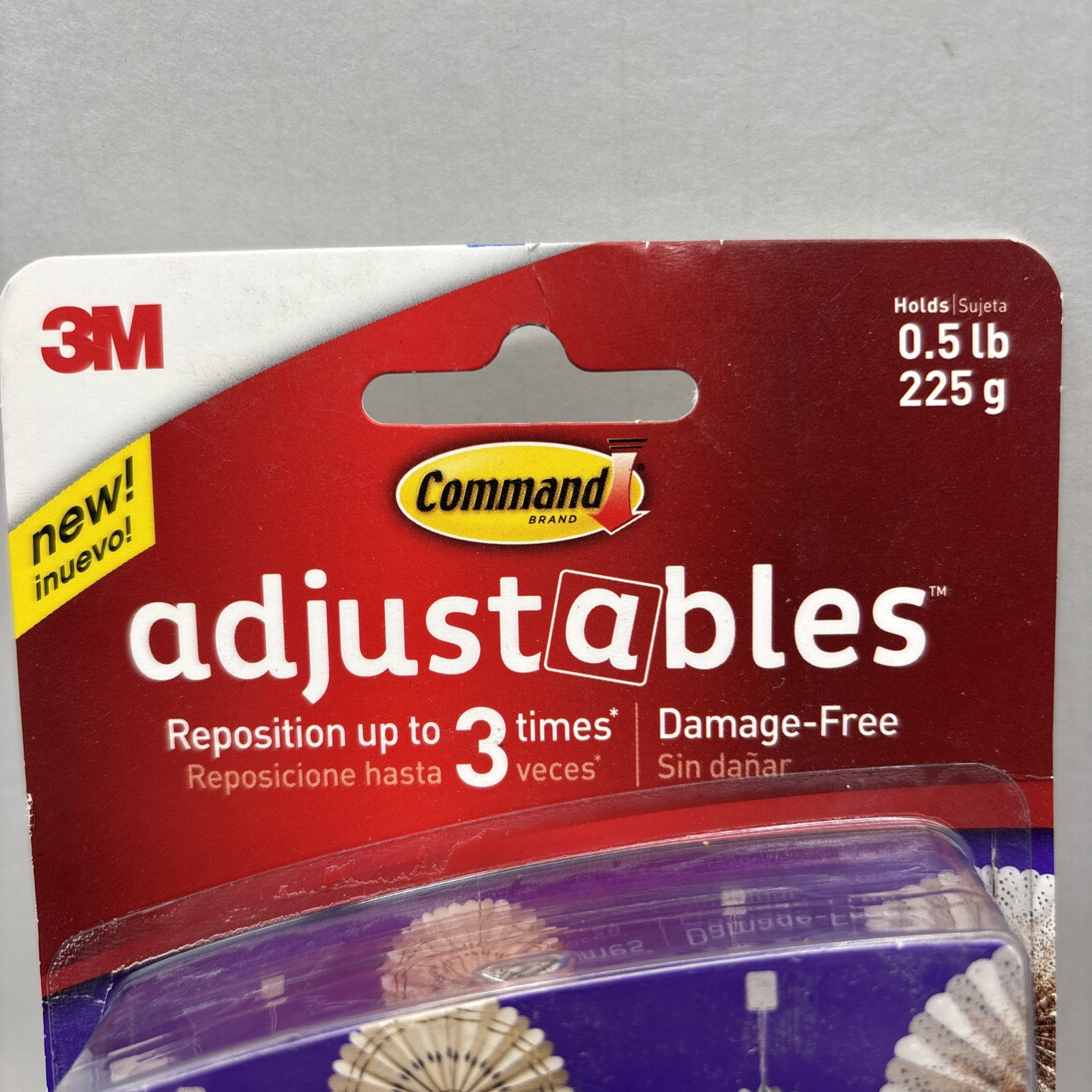 3M Command Adjustables Clear Repositionable 14 Hooks 30 Strips, 0.5-lb Hold {23}