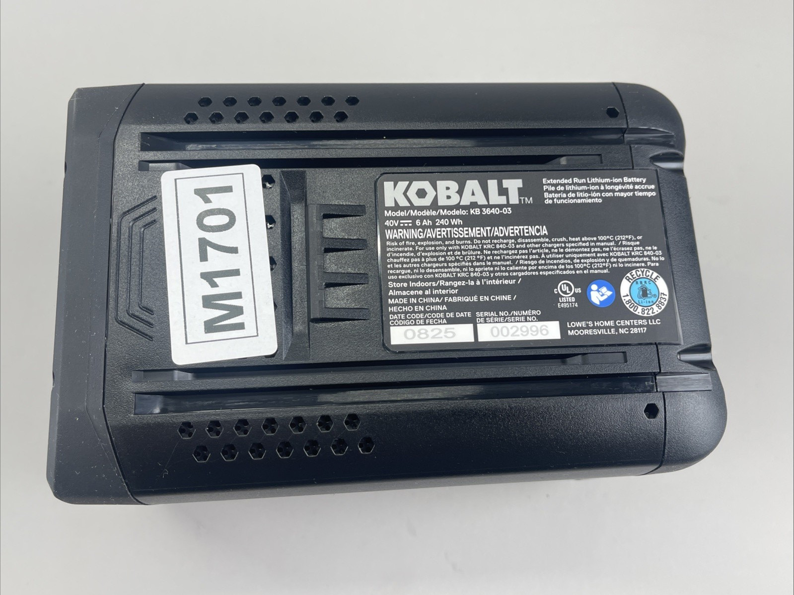 Kobalt 40V Stacked 6AH Battery Model KB 3640-03 And Charger 2025