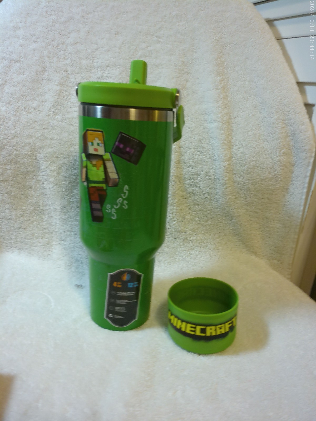 Minecraft 40 Oz. Stainless Steel Drink Tumbler 4 Hrs. Hot 12 Hrs. Cold New