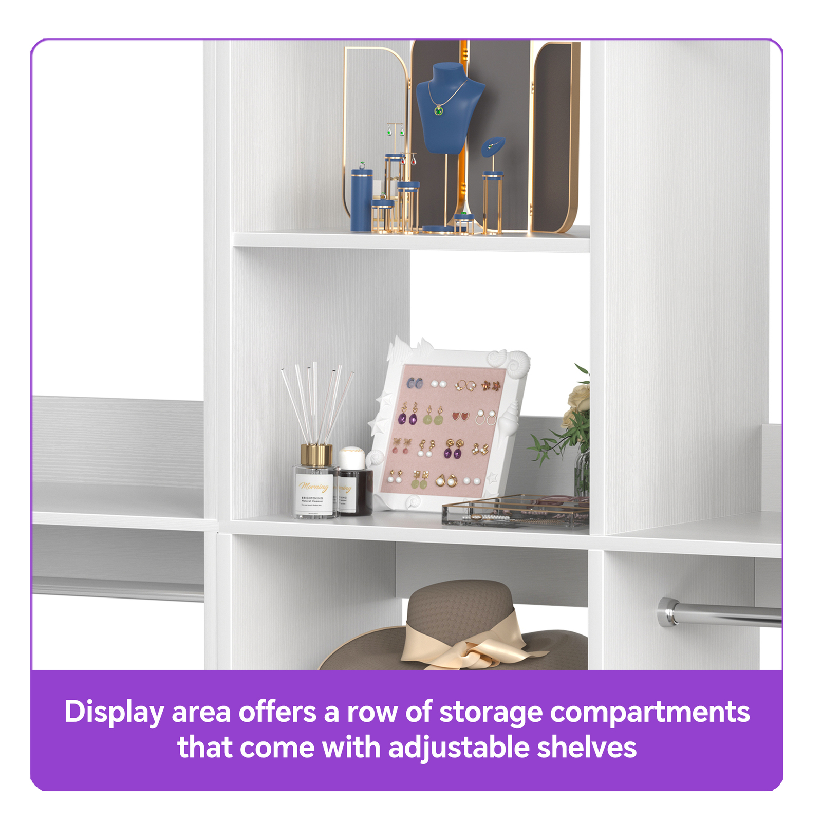 Freestanding Corner Closet System, Reversible Wardrobe Walk-in Closet Organizer
