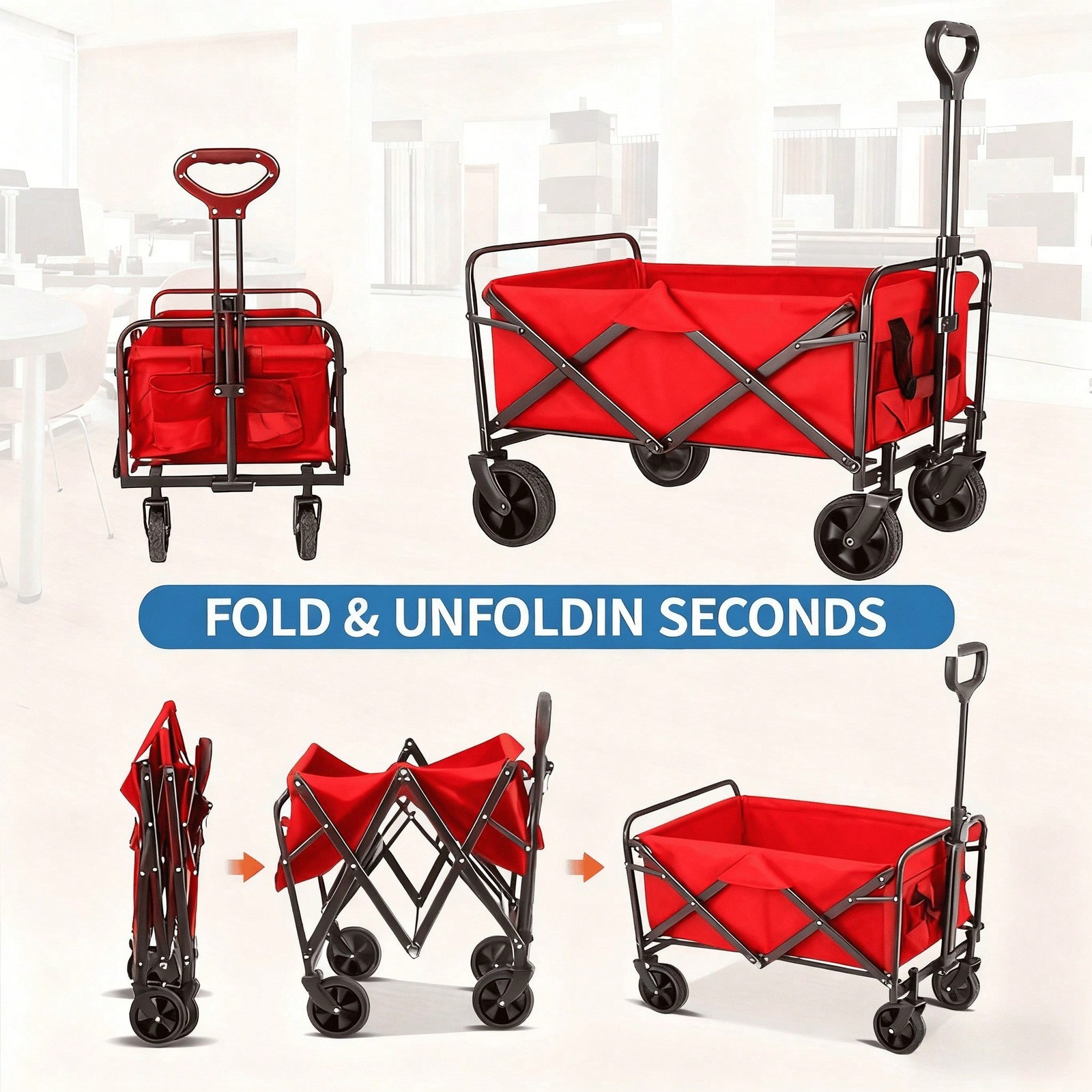 Camping Wagon All-Terrain Heavy-Duty Folding Hand Truck, Large Capacity Camping