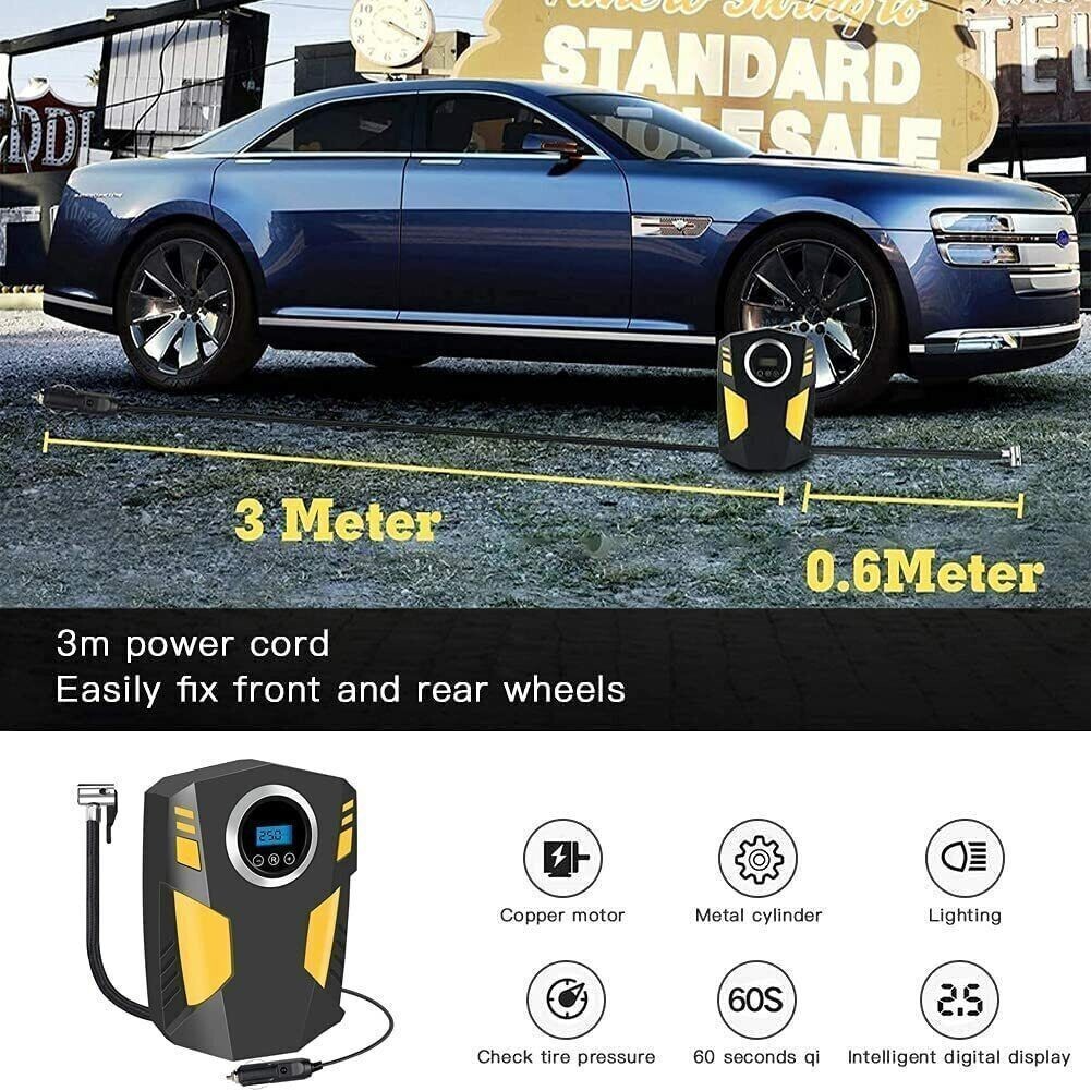 Car Air Tire Pump Inflator Compressor Digital Electric Auto Portable 150PSI 12V