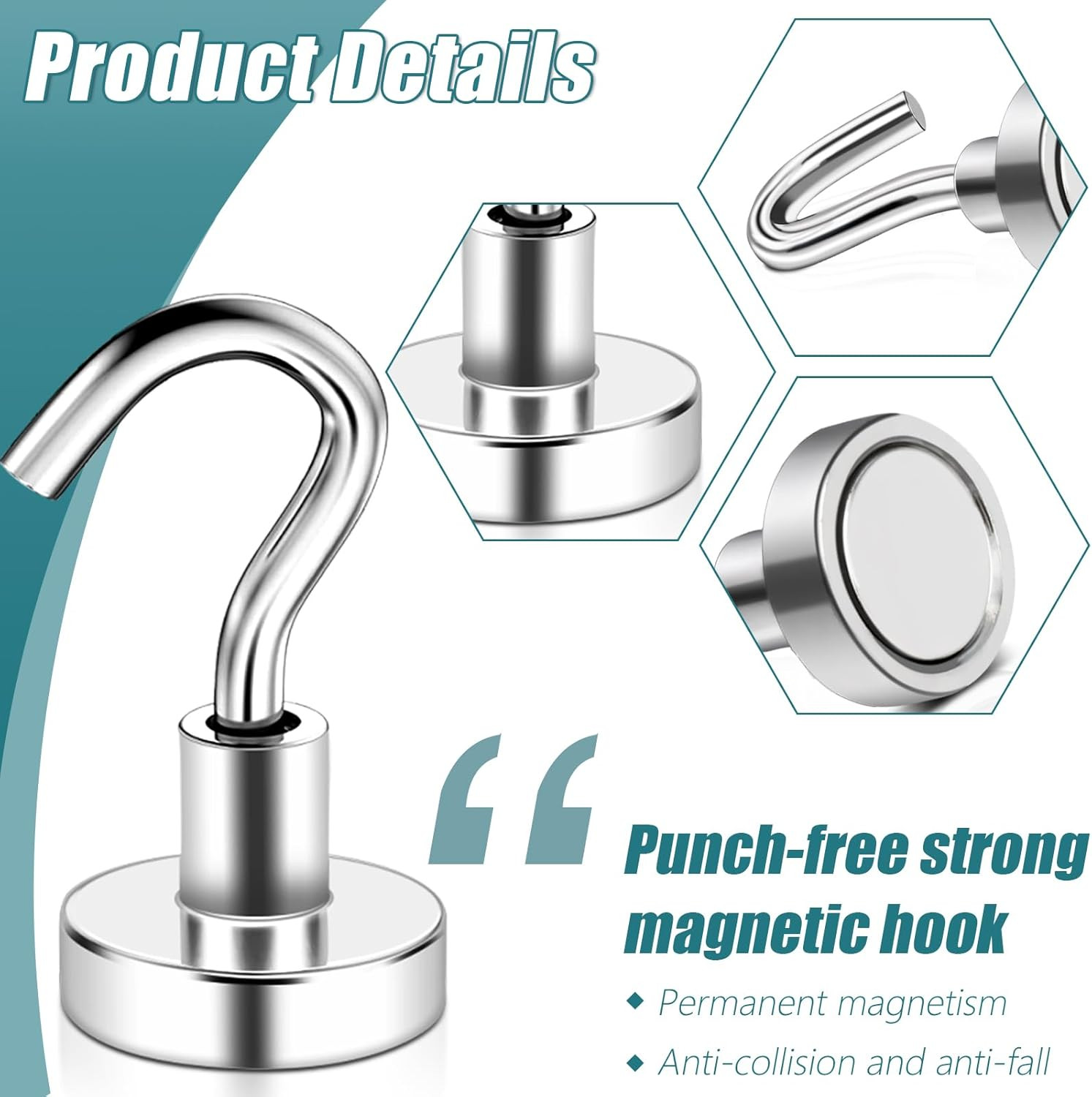 32 Pack Magnetic Hooks Heavy Duty, 25 lbs Strong Magnet Hooks – Multipurpose