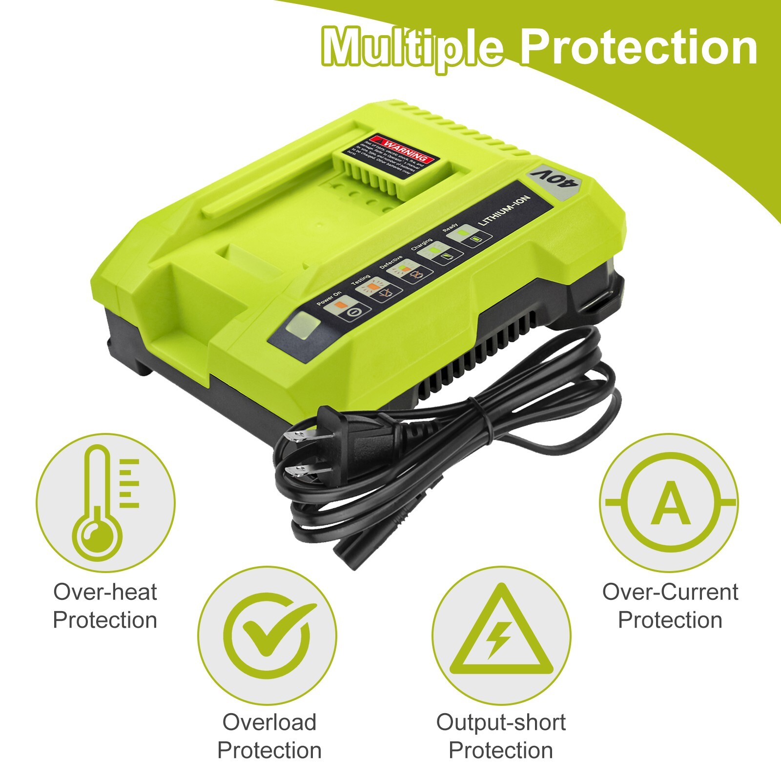 Rapid OP401 Charger For Ryobi 40V 6.0Ah Battery 40 Volt Lithium OP4050 OP40602