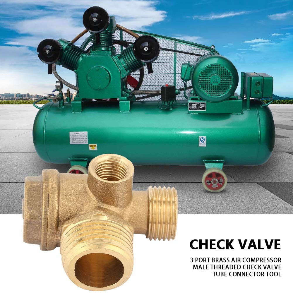 3Way Brass Male Threaded Air Compressor Check Valve G1/2″ x G3/8″ x G1/8″