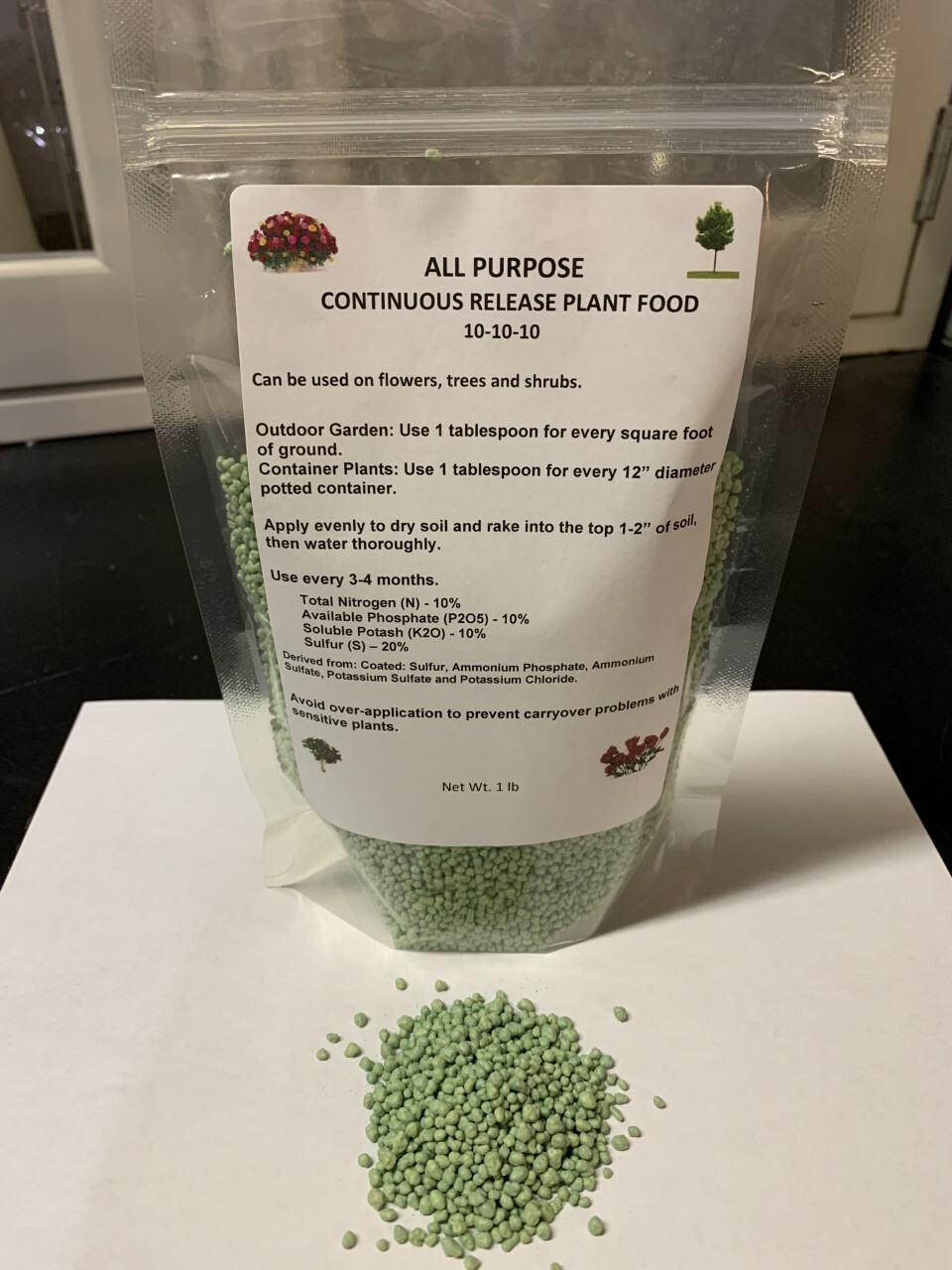 Fertilizer Continuous Release 10-10-10 Plant Food 1 lb Flower Vegetable Shrub