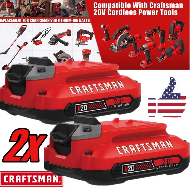 2PACK 20Volt For Craftsman V20 8.0Ah Li-ion Battery CMCB204 CMCB202 /Charger
