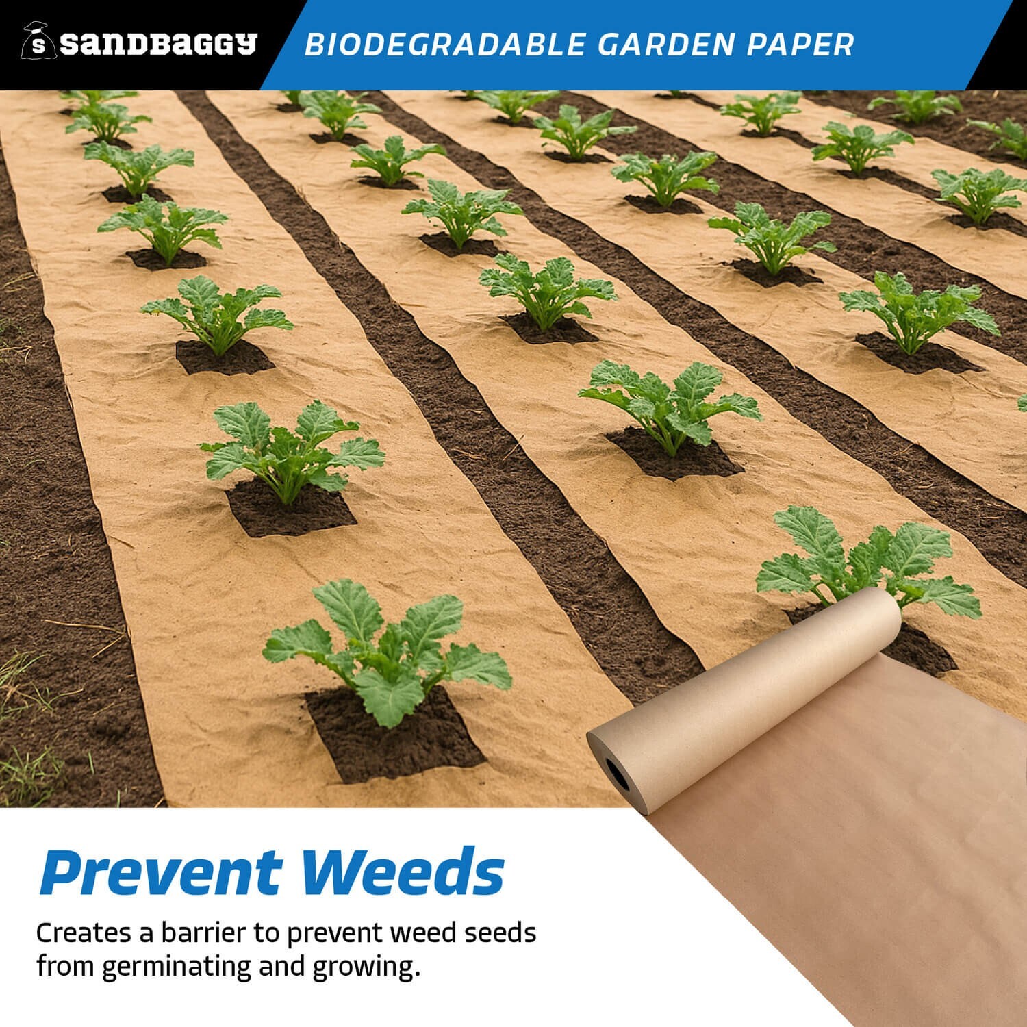 Sandbaggy Biodegradable Landscape Fabric – Garden Paper For Weeds – Made in USA