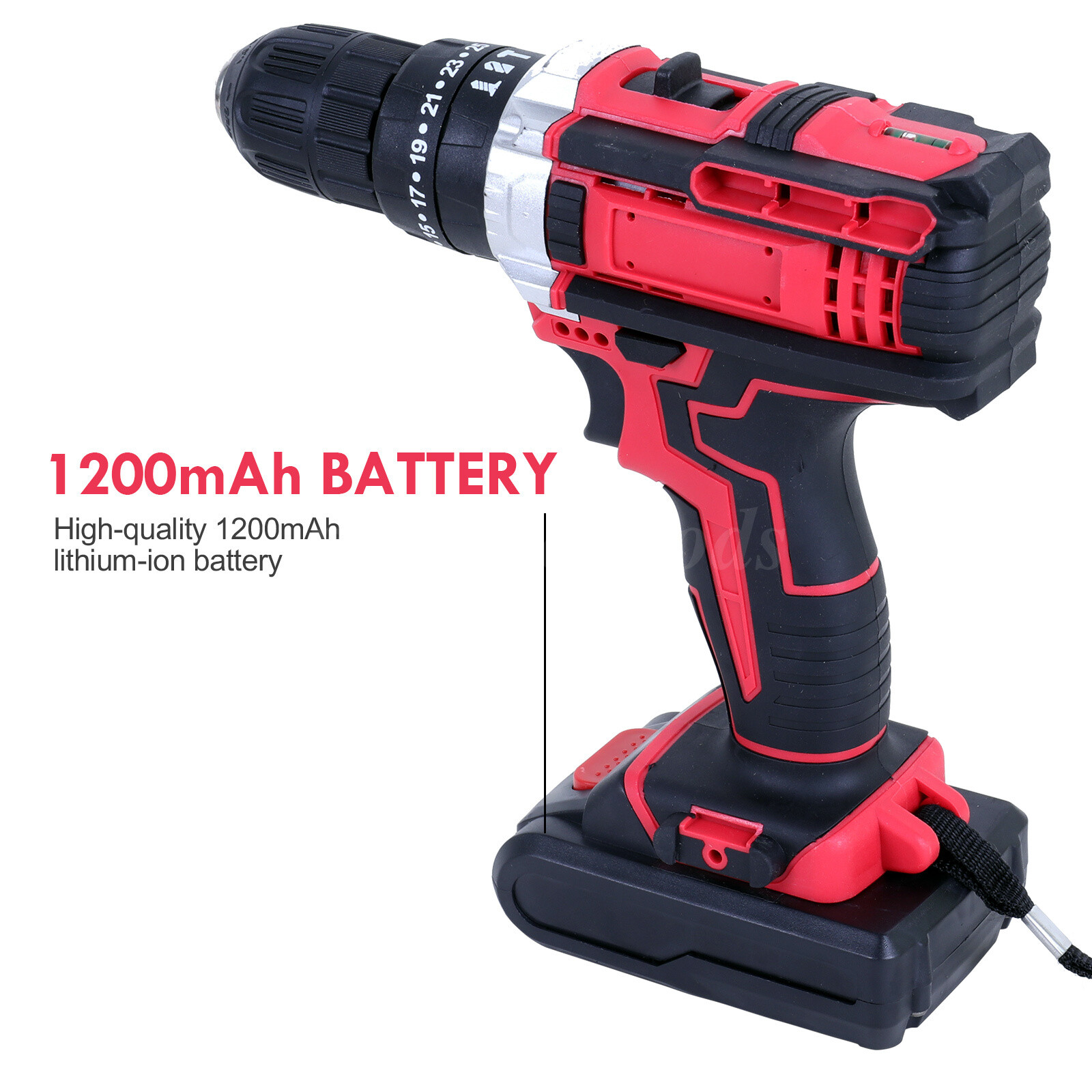 21V Electric Drill 3/8″ Power Cordless Screwdriver Drill Set with 2 Battery Kit