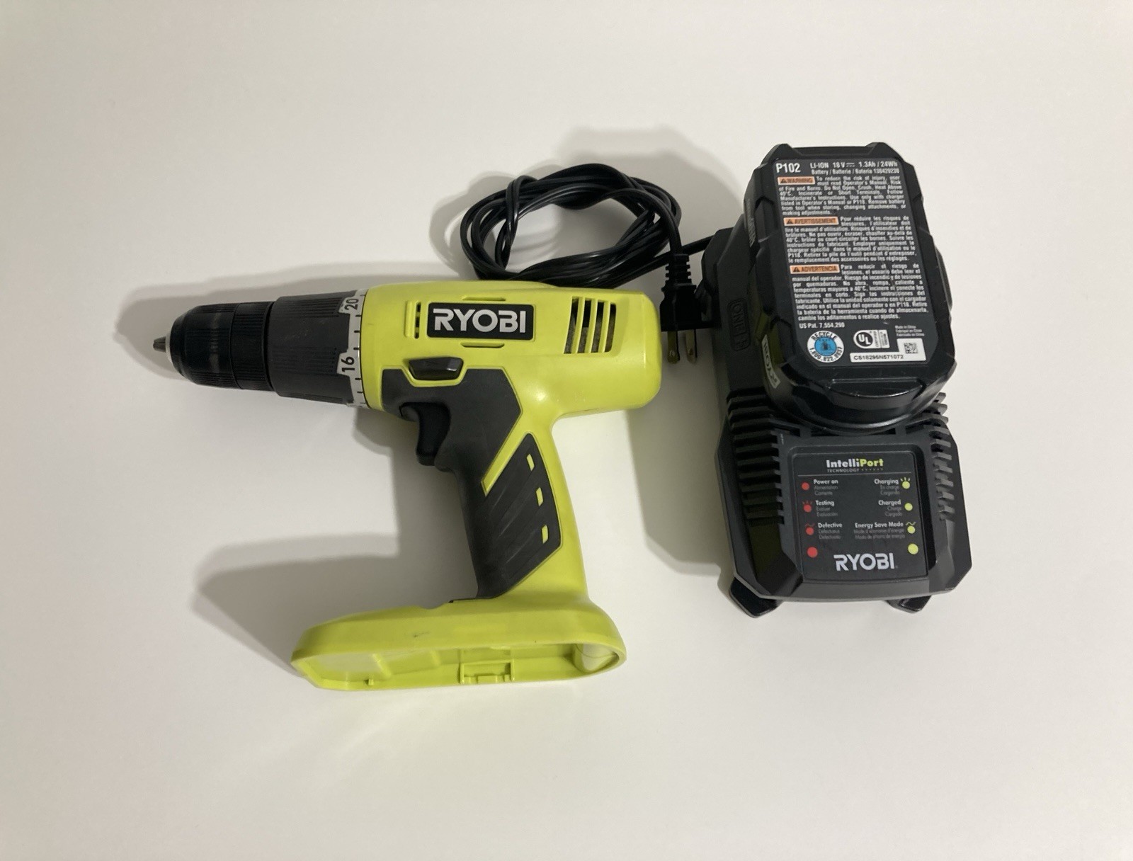 Ryobi P209 Cordless Drill/Driver with 18V 1.3Ah Battery & Charger Tested Works
