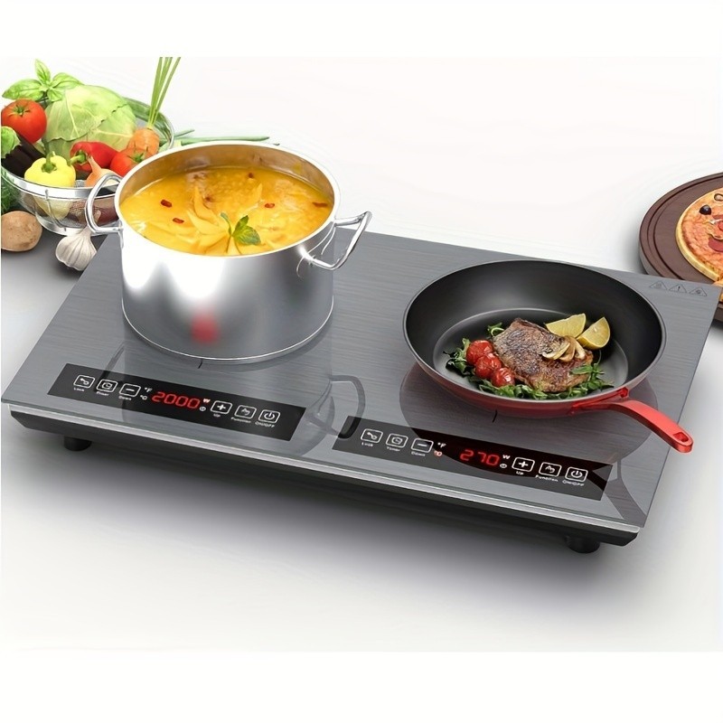 Induction Cooktop Electric Cooktop 2 Burner Glass Cooktop Stove 110V 4000W Touch