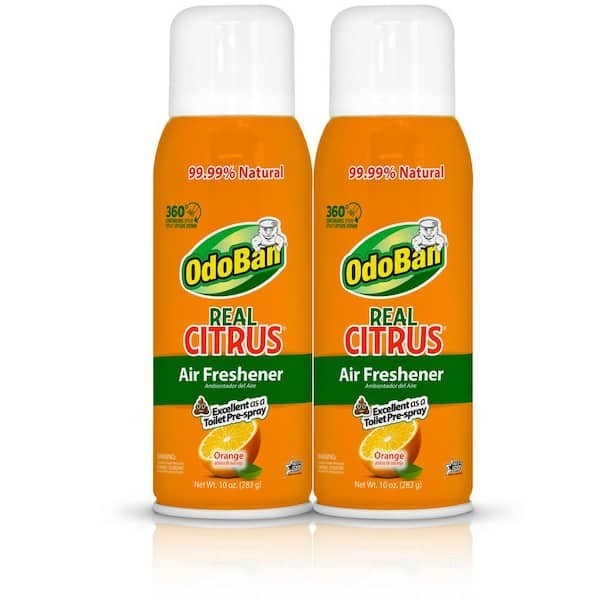 2-Pack OdoBan Real Citrus Orange Air Freshener 360 Continuous Spray, 10 Oz