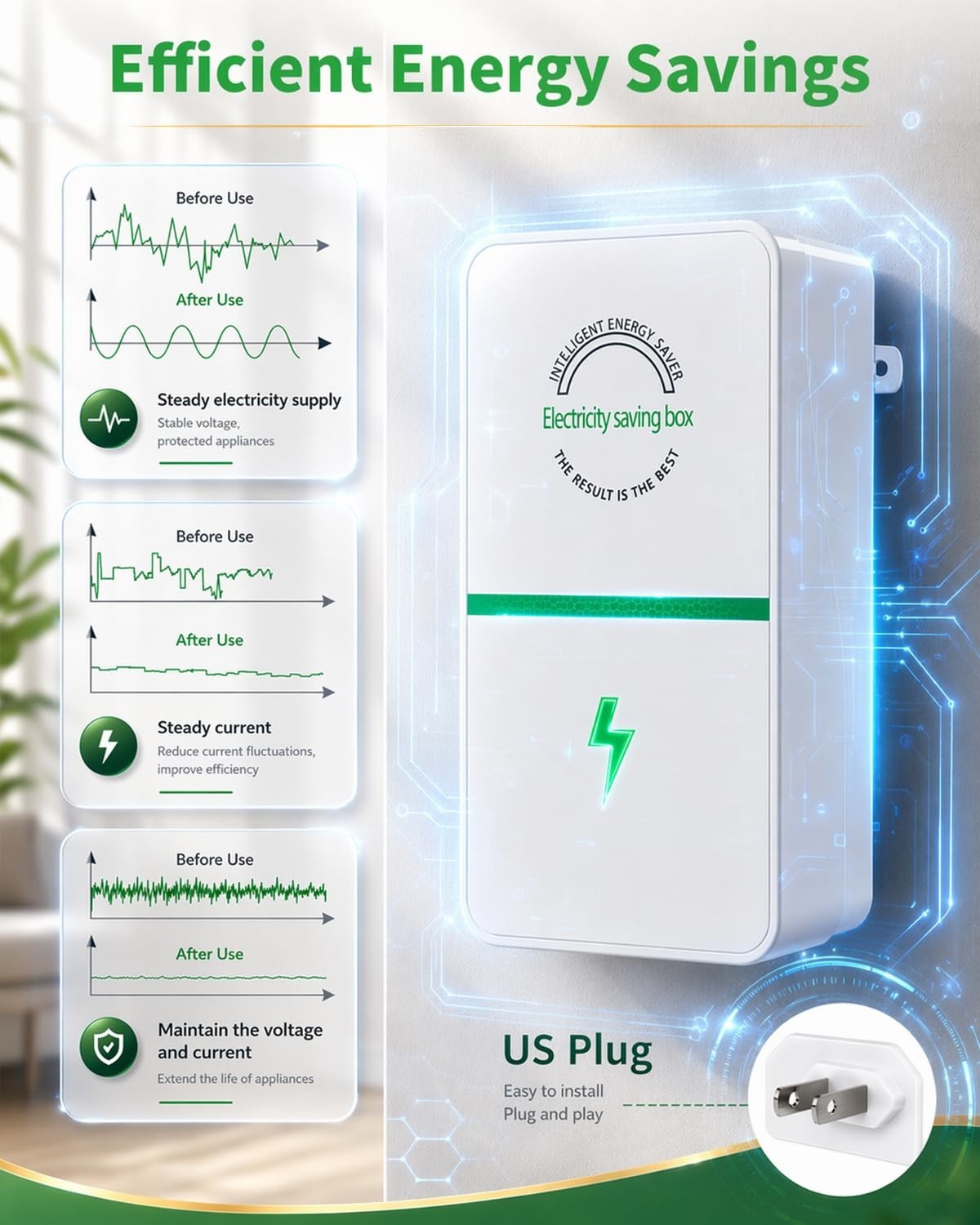 Updated 8-Port Power Plug Pro – Effortless Energy Savings & Surge Protection