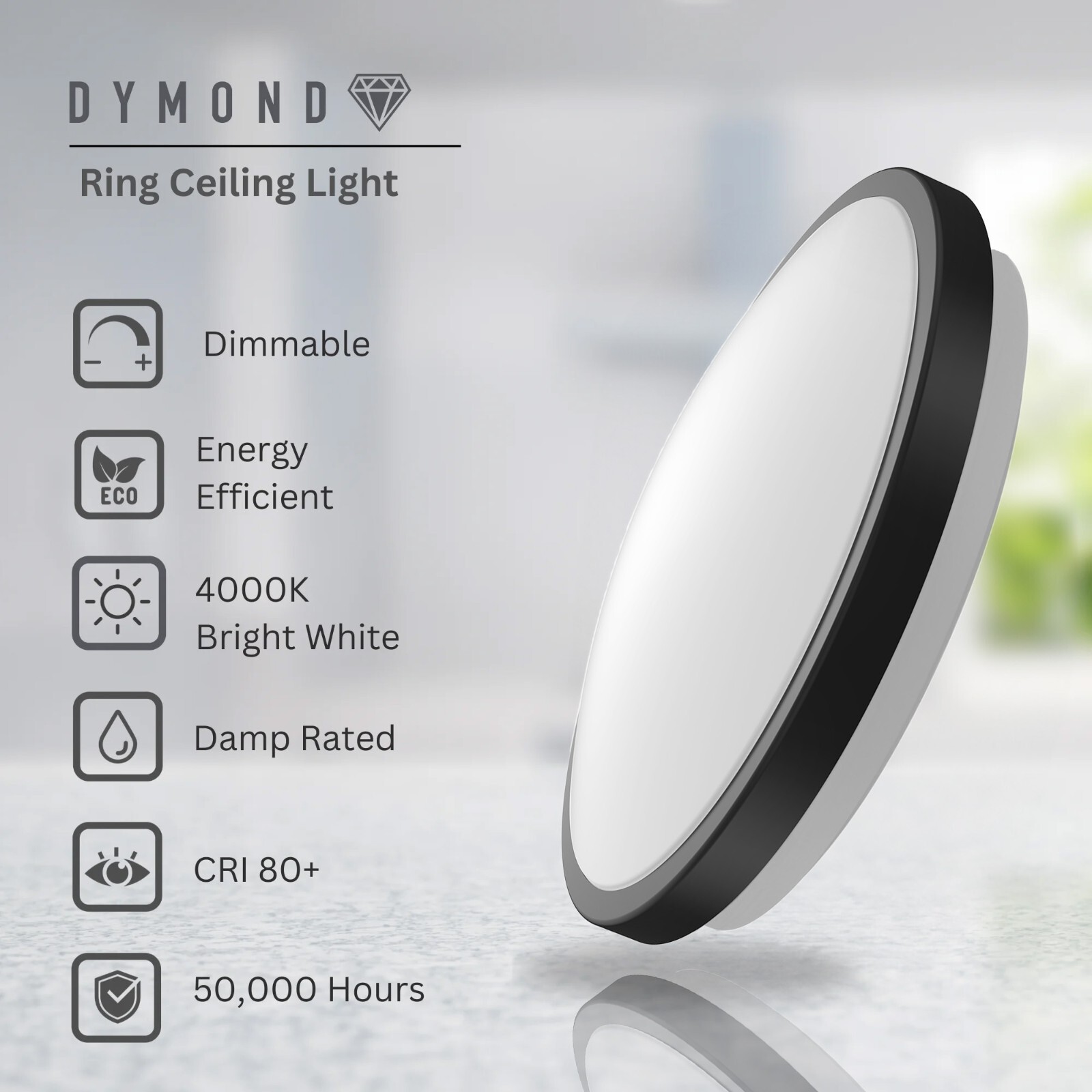 LED Flush Mount Ceiling Light 10 in. Matte Black Round Dimmable 4000K Daylight