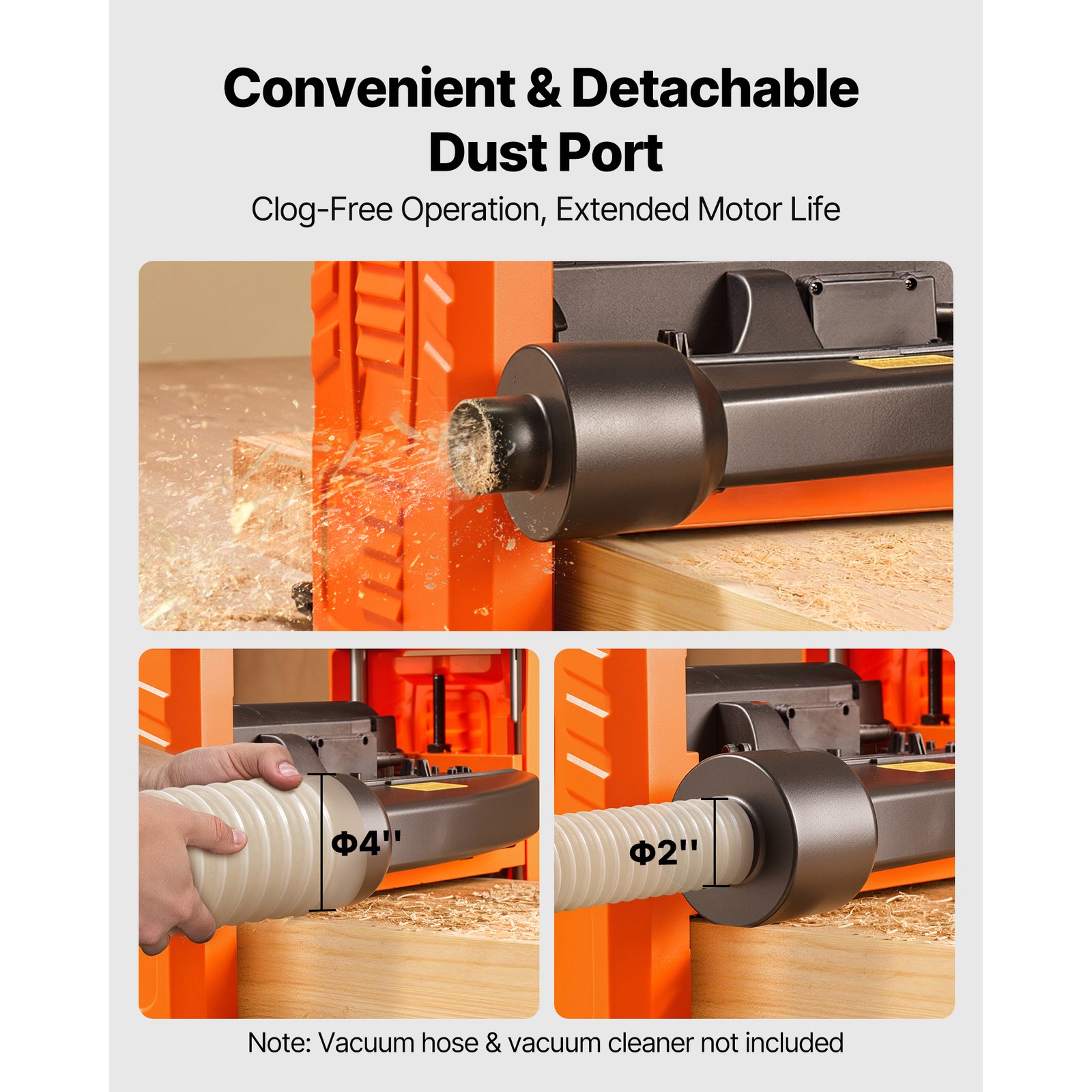 Uimoso 13-Inch Two-Speed Thickness Planer with Three Blades, 2000W Power