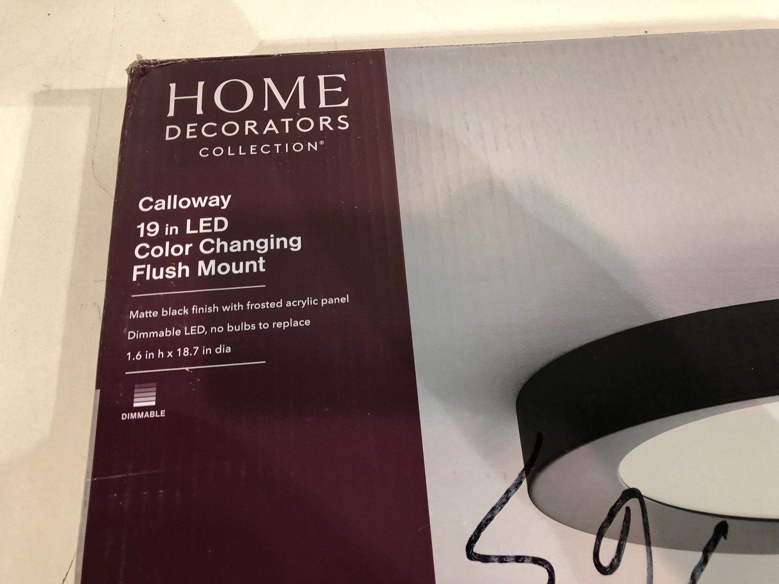 Home Decorators Collection Calloway 19in. Matte Black Selectable LED Flush Mount