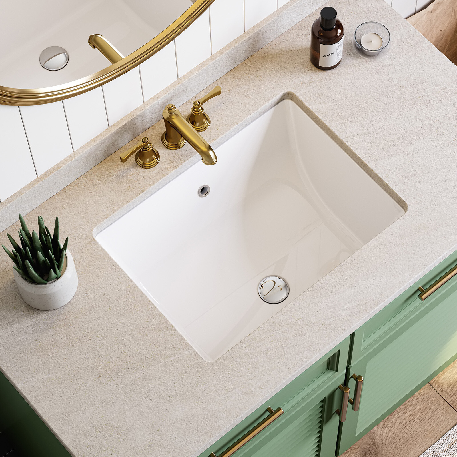 20×15” Rectangular Undermount Bathroom Sink Vitreous Ceramic Lavatory White