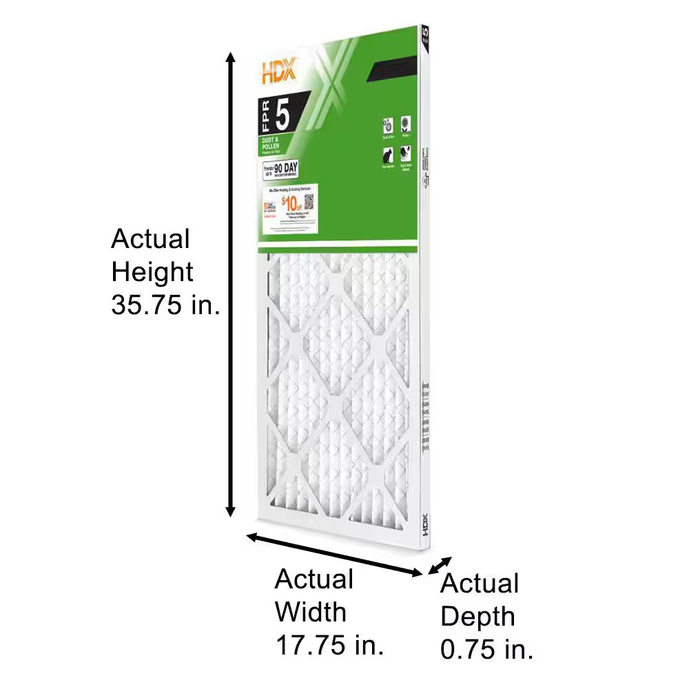 18 In. X 36 In. X 1 In. Standard Pleated Air Filter FPR 5, MERV 8