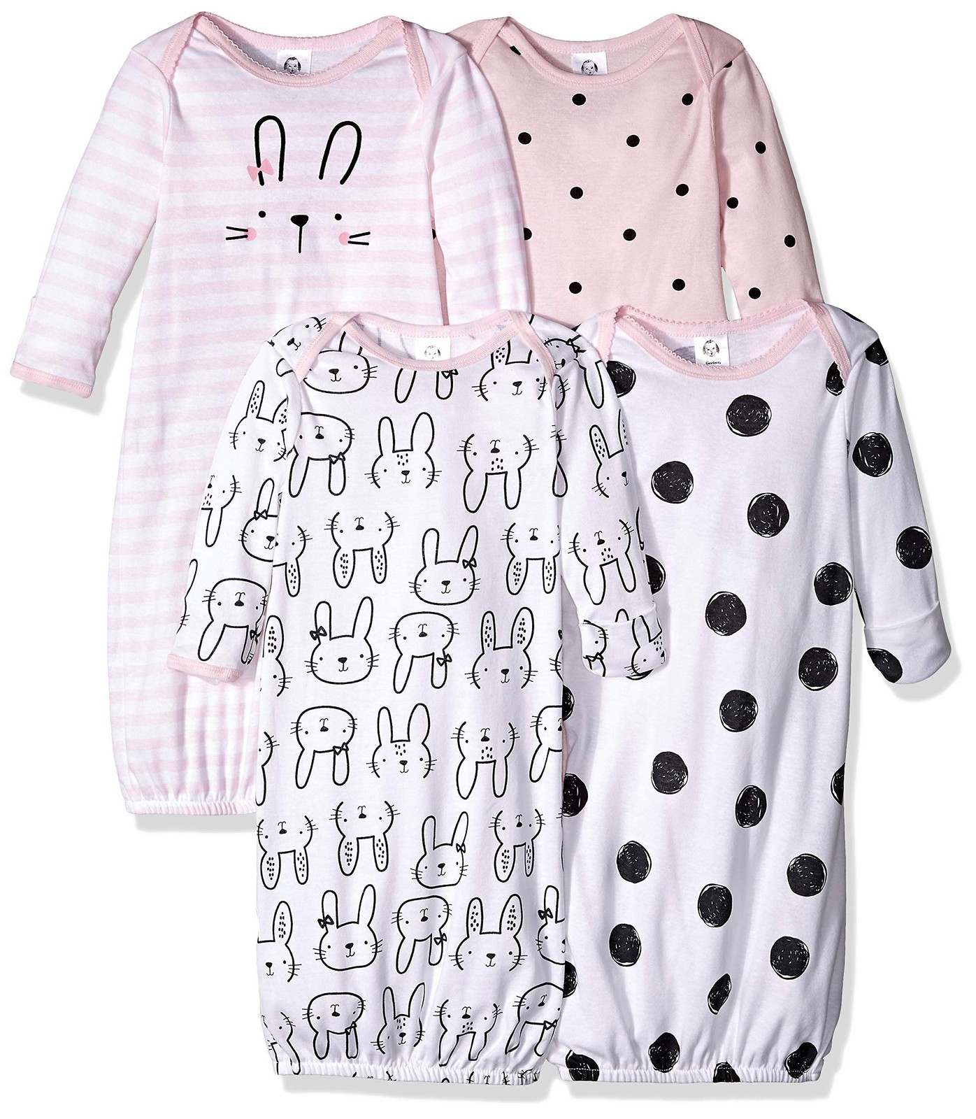 GerberBaby Girls4-Pack Sleeper GownPink Bunny0-6 Months