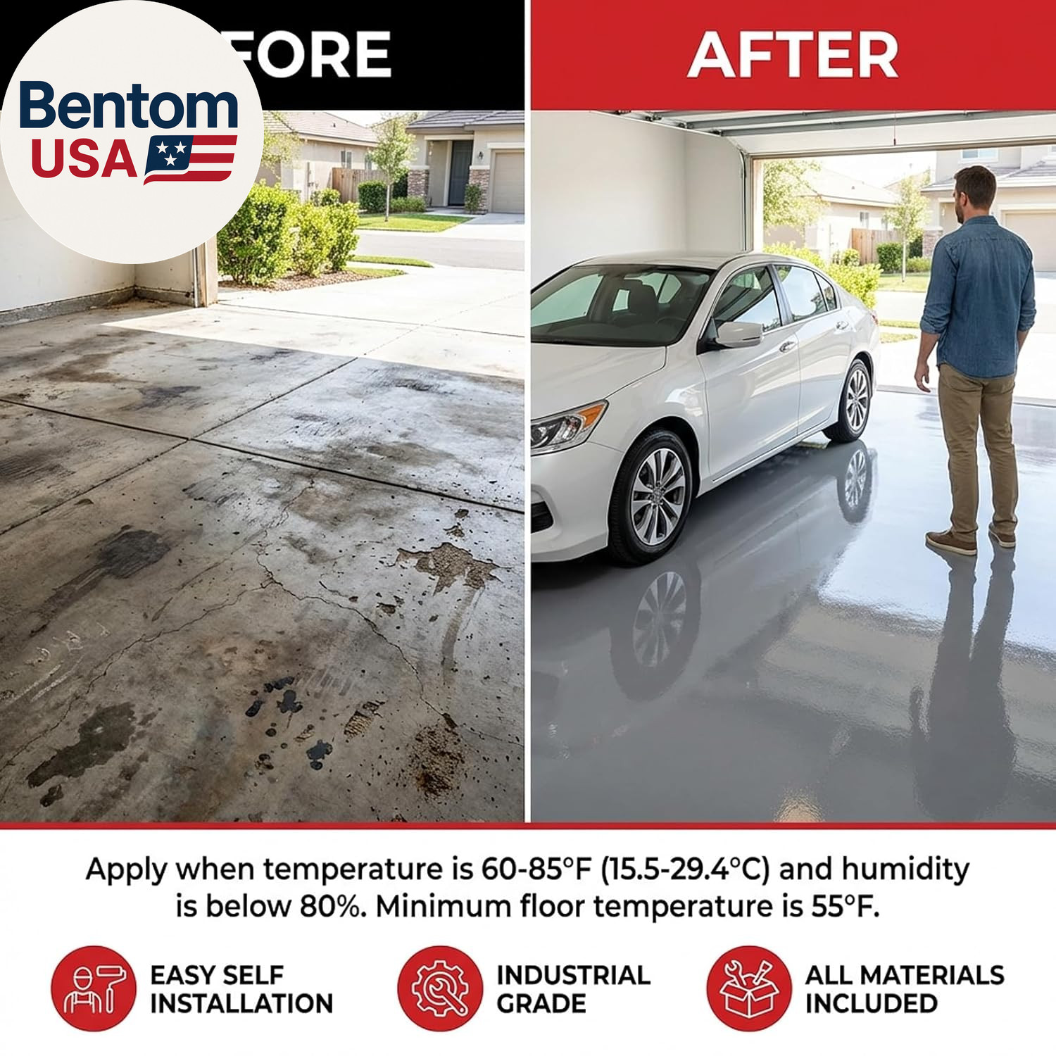 Garage Floor Epoxy Kit, Epoxy Floor Paint with Tools, Epoxy Coating for Concrete