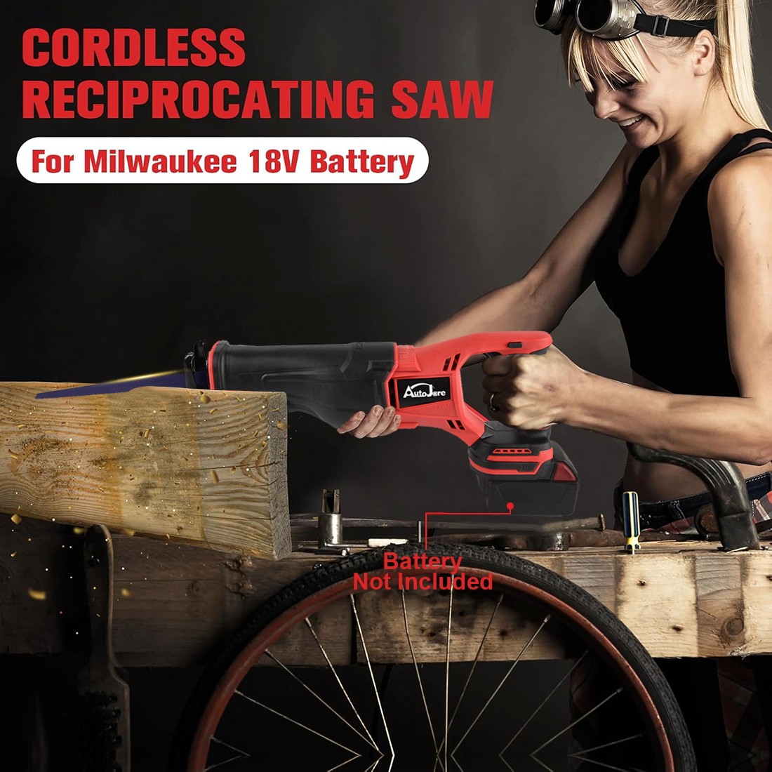 Cordless Reciprocating Saw for Milwaukee 18V Battery,0-3000 RPM, Variable Speed