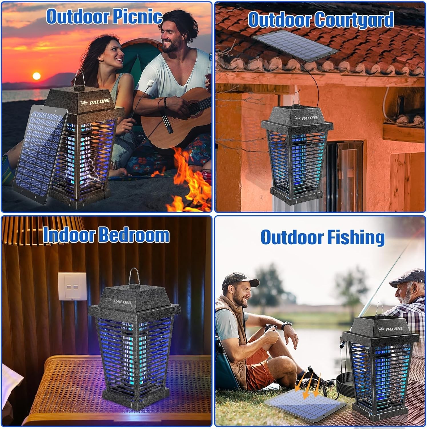 Solar Bug Zapper Outdoor, Mosquito Zapper Waterproof Electric Fly Zapper 4500V