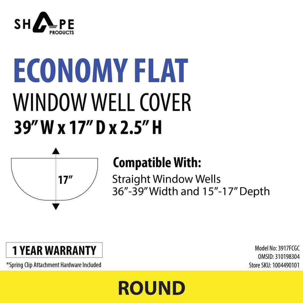 Flat Round Window Well Cover 39 In. W X 17 In. D X 2-1/2 In. H Economy