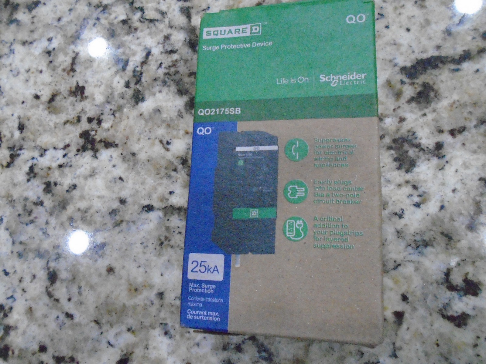 NEWEST SQUARE D QO2175SB SURGEBREAKER SURGE PROTECTION DEVICE SPD 25kA 120/240V