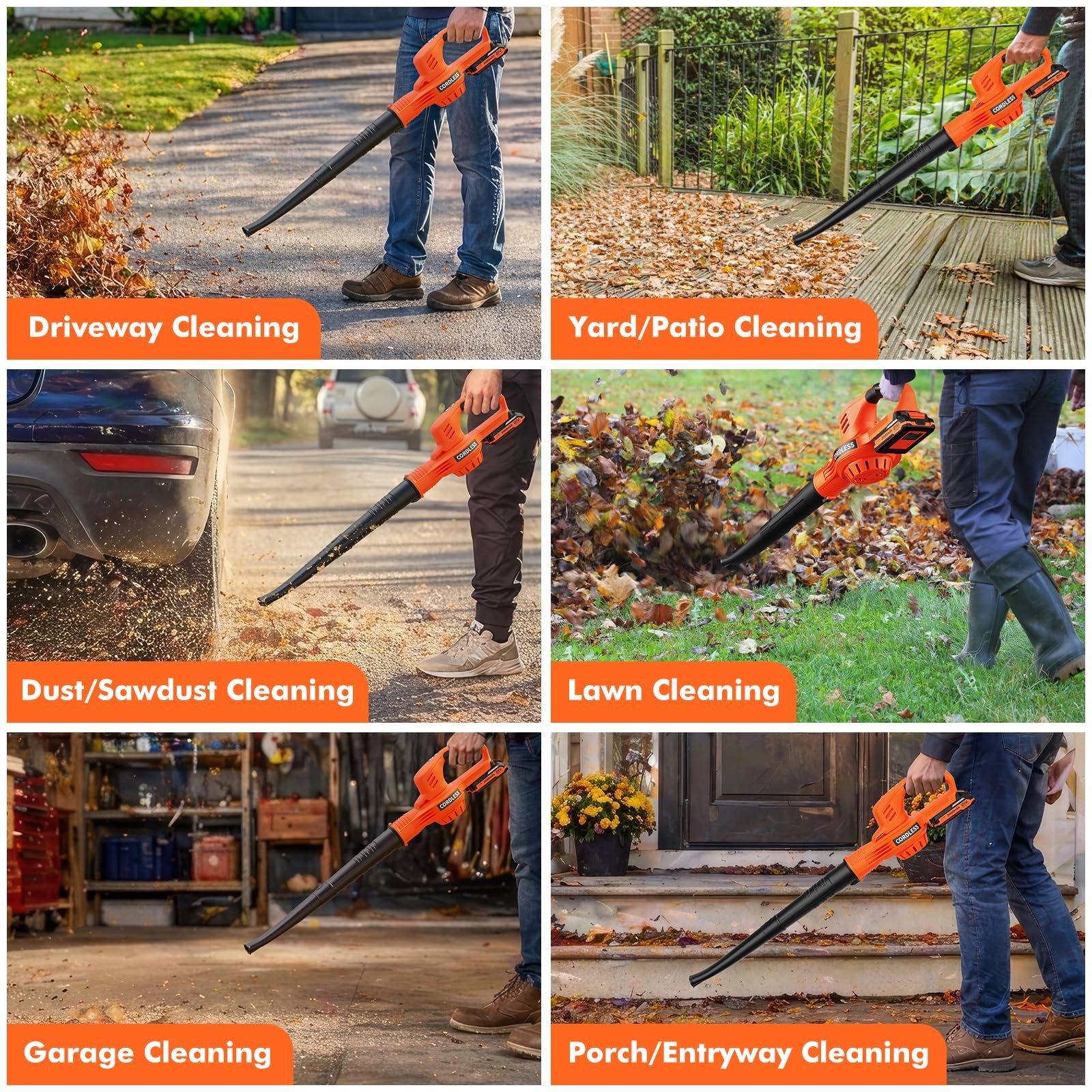 Best Leaf Blower Cordless – 21V Powerful Electric with 2 Batteries and Charger