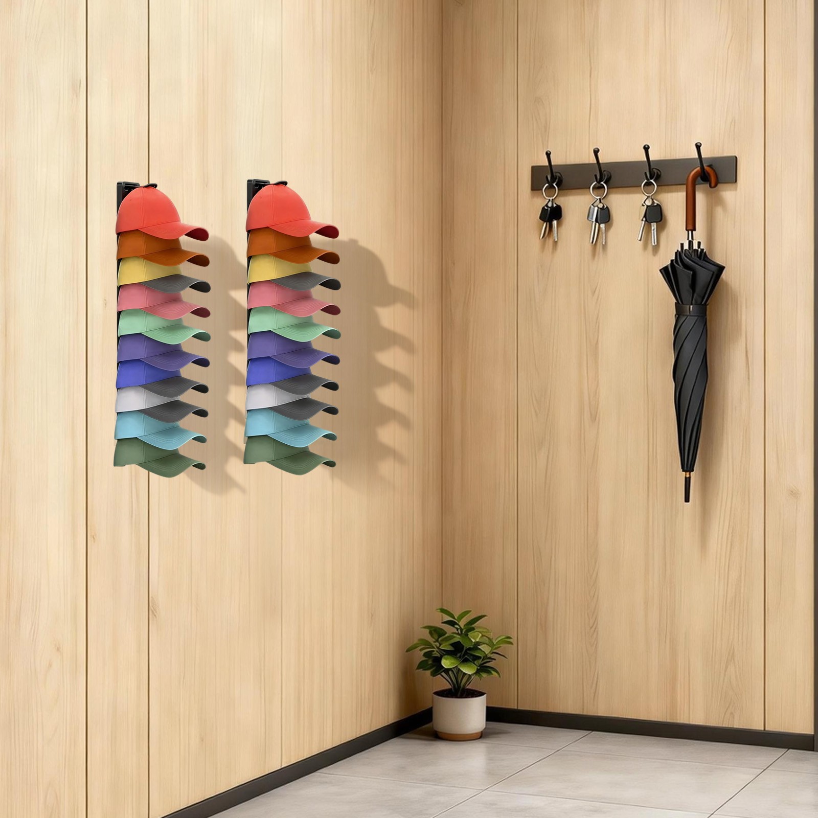 Hat Organizer for Baseball Caps, 2 Pack Wall Mounted Cap Storage Display Holder