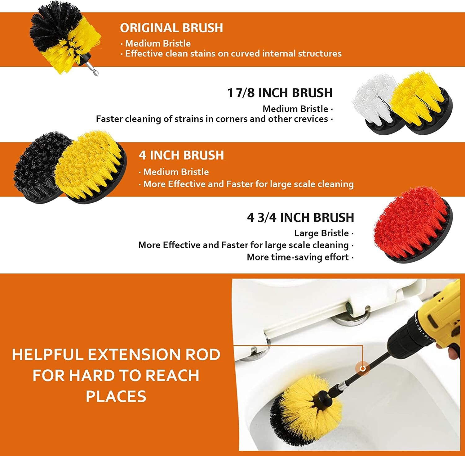 Drill Brushes Set 20pcs Tile Grout Power Scrubber Cleaner Spin Tub Shower Wall
