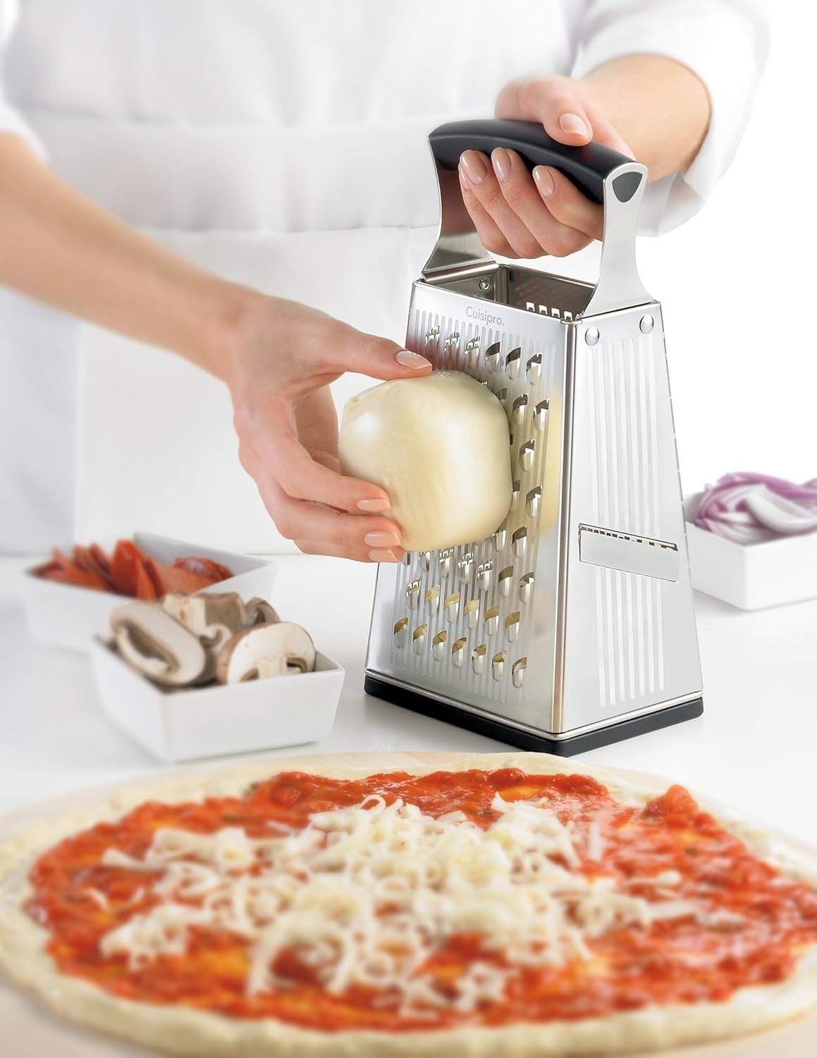 Cuisipro Stainless Steel Box Grater 4 Sided Cheese Shredder Kitchen Tool